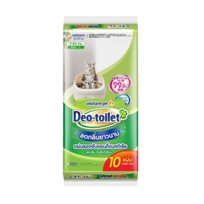 Deo-Toilet เดโอทอยเล็ท แผ่นรองซับ สำหรับแมว 10 แผ่น