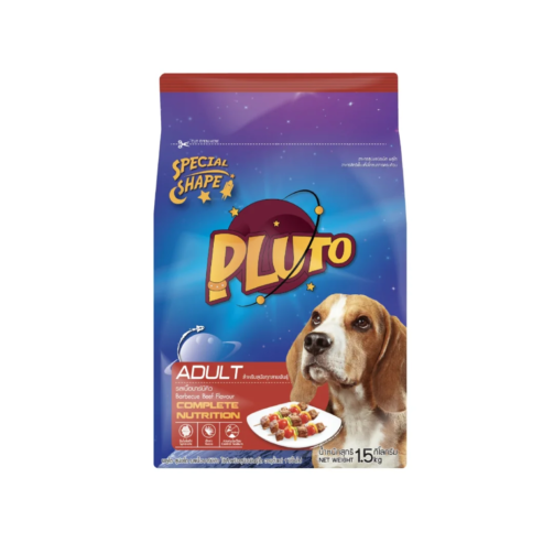 Pluto พลูโต อาหารเม็ด สำหรับสุนัขโตสายพันธุ์ใหญ่ รสเนื้อบาร์บีคิว 1.5 kg